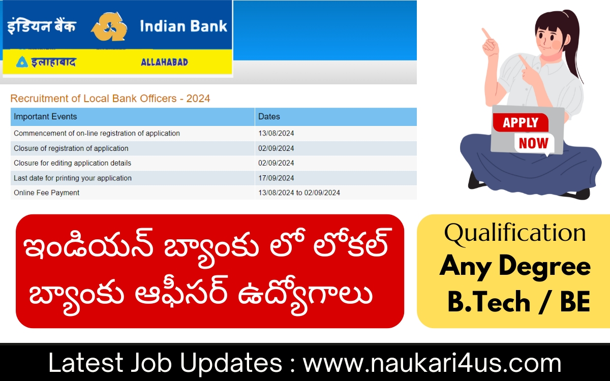 Indian Bank Recruitment 2024 Local Bank Officers