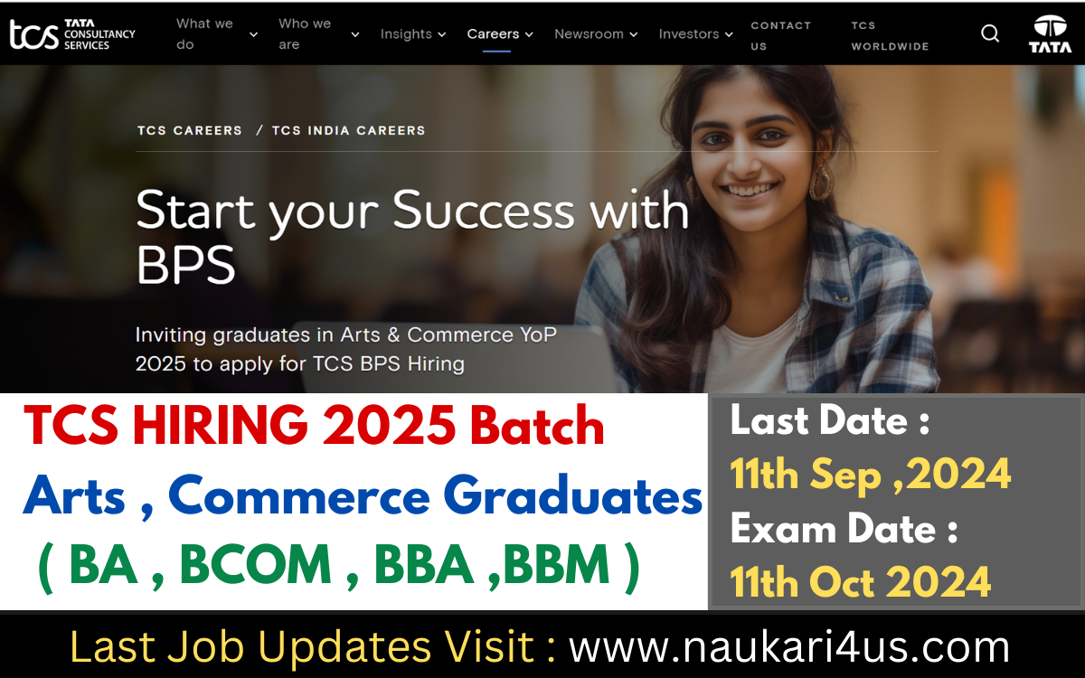 TCS BPS Hiring 2025 Arts , Commerce Graduates Freshers Apply Now!