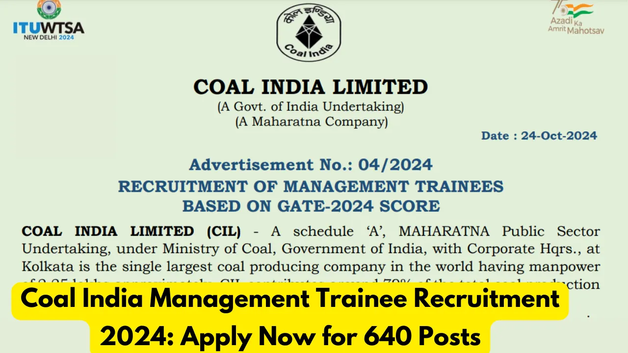 Coal India Management Trainee Recruitment 2024