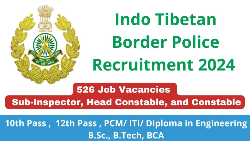 Indo Tibetan Border Police Recruitment 2024 : Apply Online for 526 ...