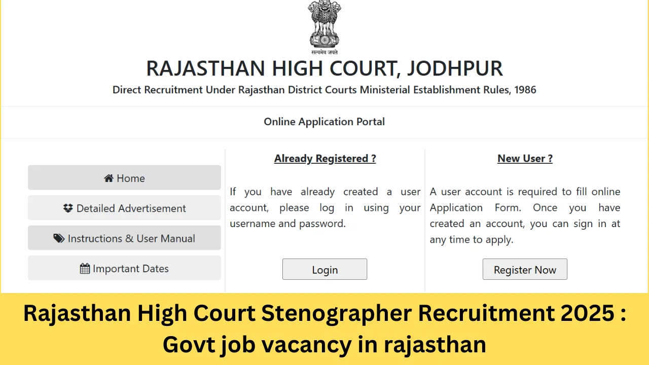 Rajasthan High Court Stenographer Recruitment 2025